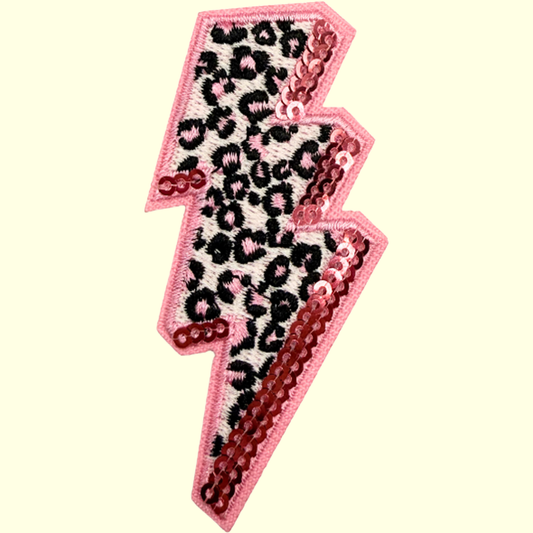 Pink Leopard Print & Sequin Lightning