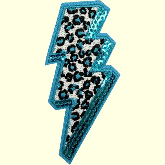 Blue Leopard Print & Sequin Lightning
