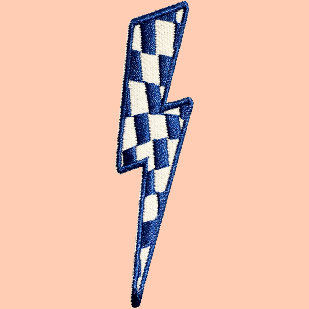 Blue Checkered Lightning Bolt