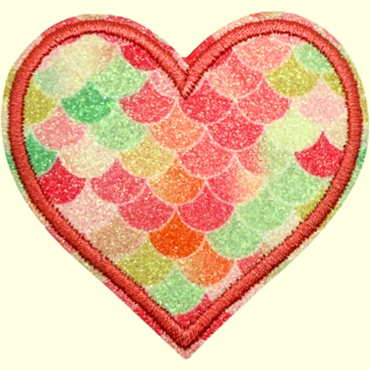 Sparkling Glitter Heart - Pinks, Greens & Oranges