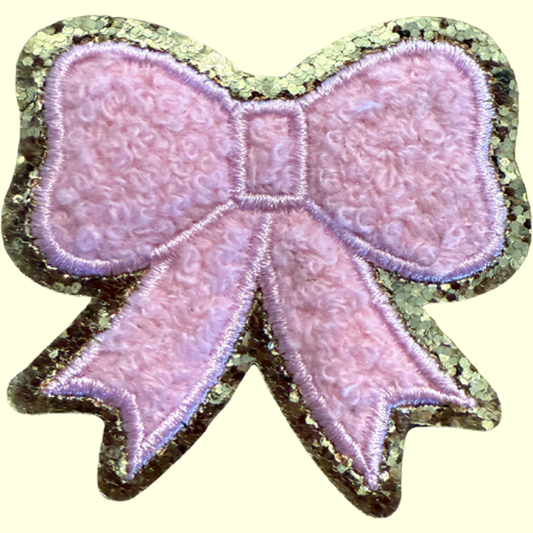 Pink Bow Trimmed in Gold Chenille
