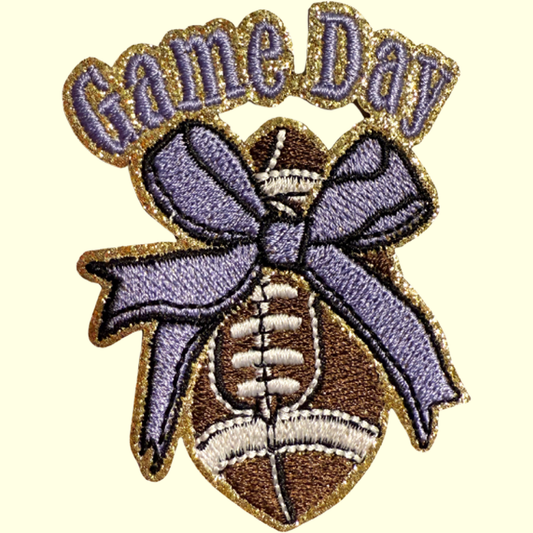 Game Day Football with Purple Bow