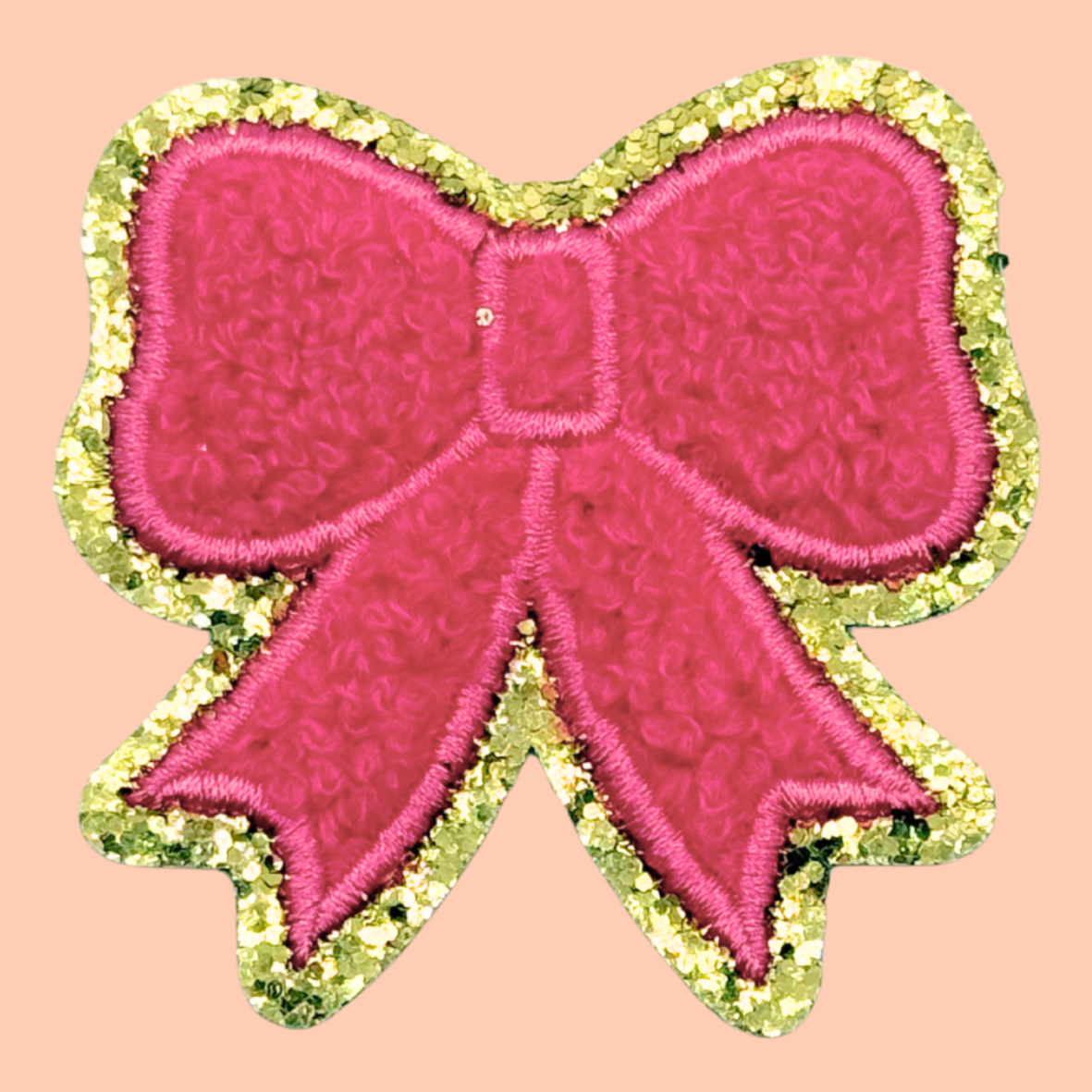 Hot Pink Bow Trimmed in Gold Chenille
