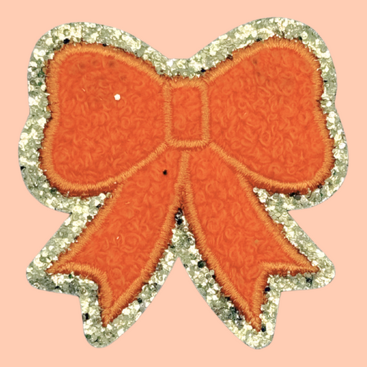 Orange Bow Trimmed in Gold Chenille