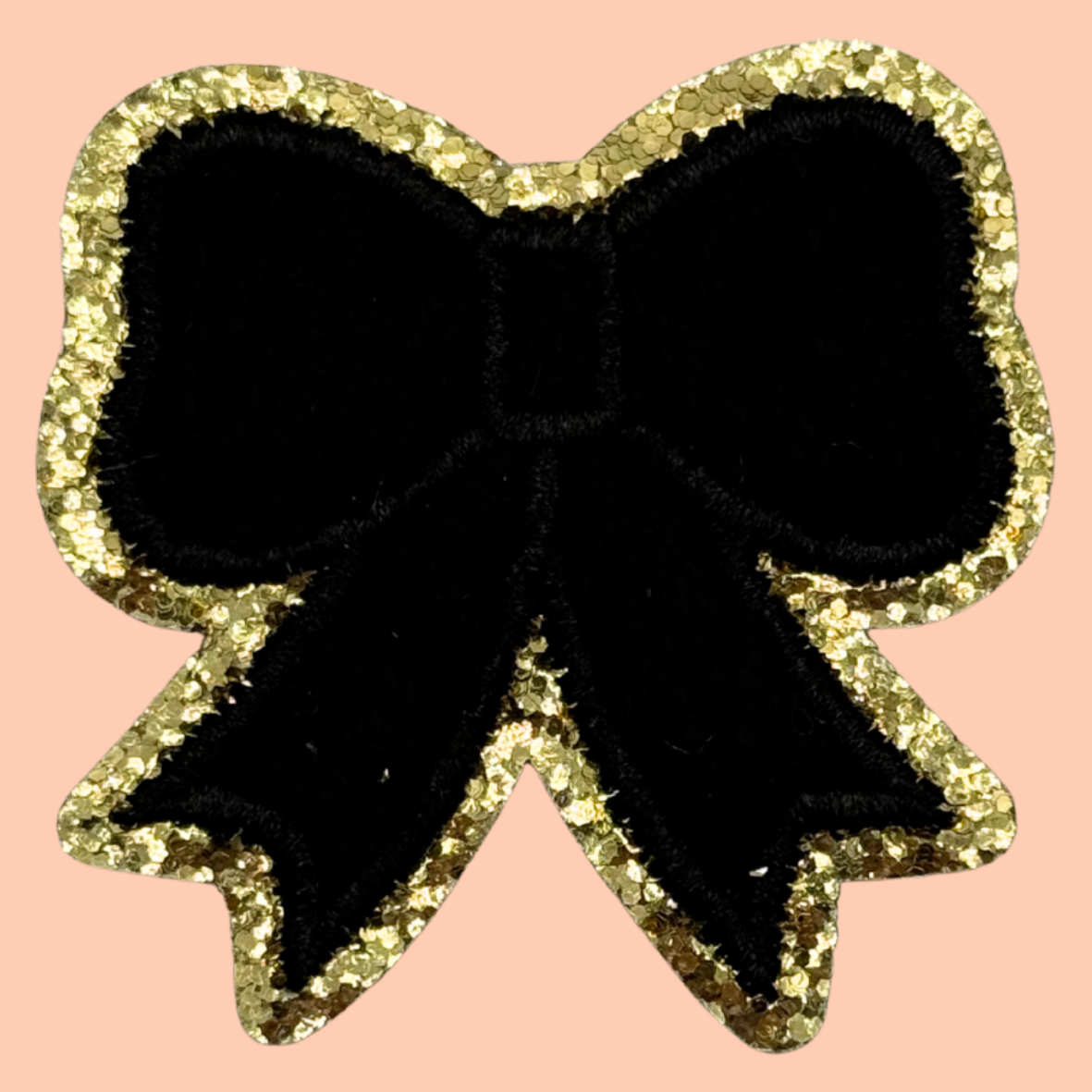 Black Bow Trimmed in Gold Chenille