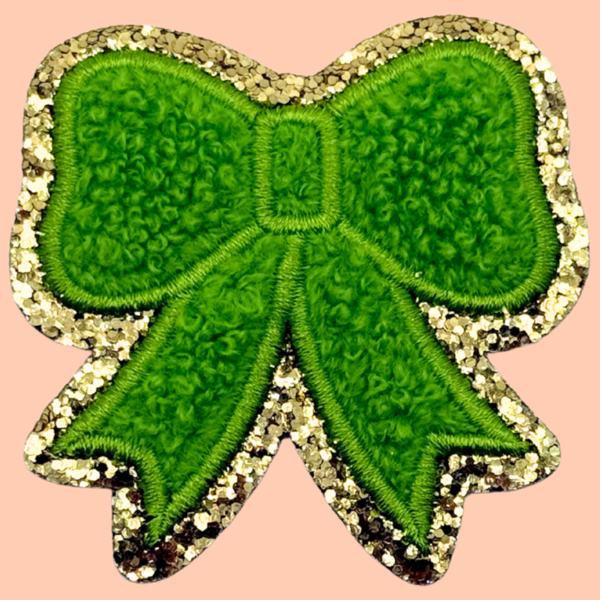 Light Green Bow Trimmed in Gold Chenille