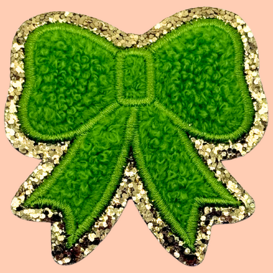 Light Green Bow Trimmed in Gold Chenille