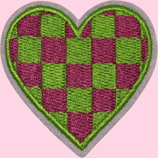 Green & Pink Checkered Heart