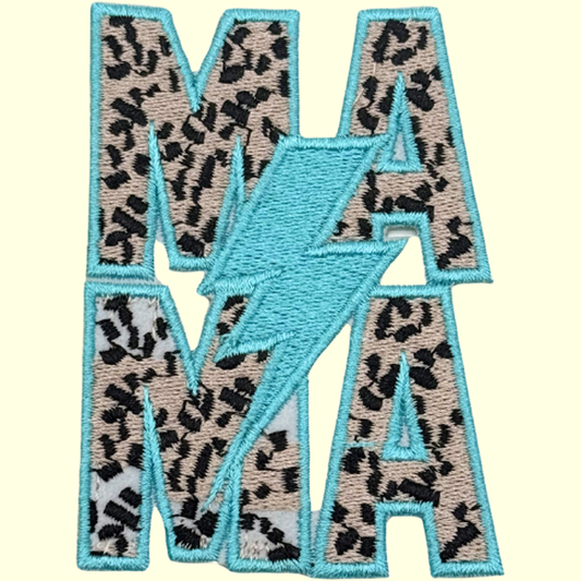Mama Cheetah with Turquoise Lightning Bolt