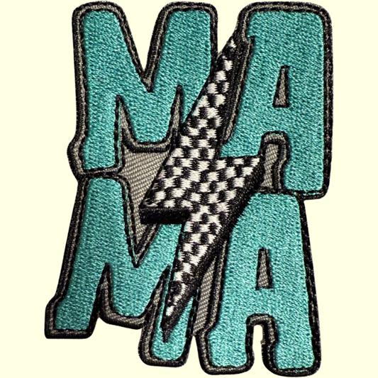 Turquoise Mama w Checkered Black & White Lightning