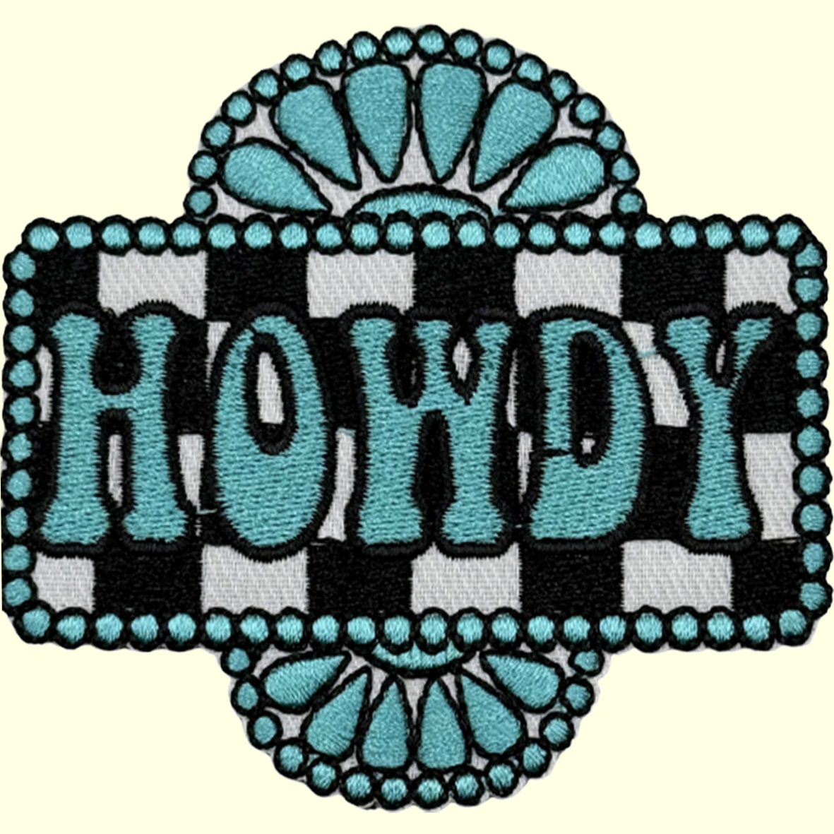 Howdy Turquoise & Black/White Checkered