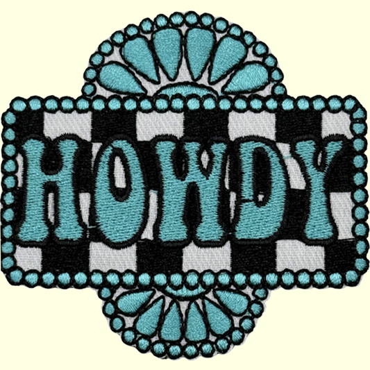 Howdy Turquoise & Black/White Checkered