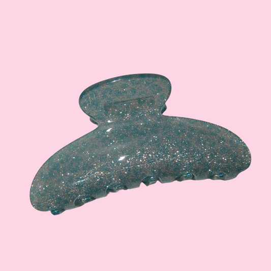 Light Blue Cheetah Claw Clip