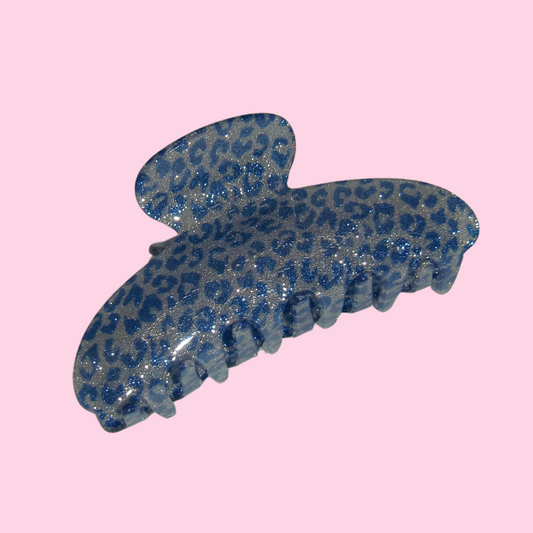 Royal Blue Cheetah Claw Clip