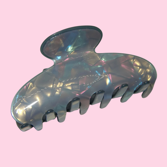 Navy Multi Color Iridescent Claw Clip