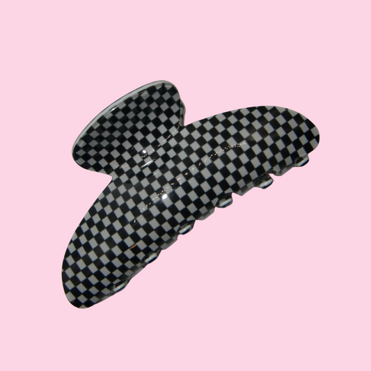 Black and White Checkered Large Claw Clip