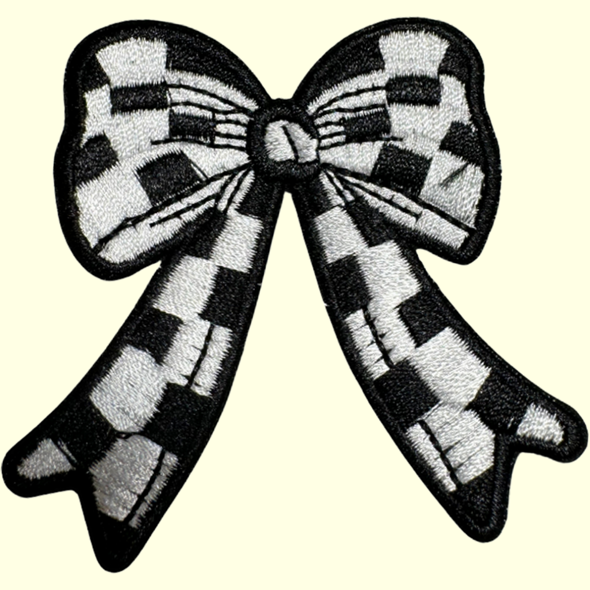White & Black Checkered Bow