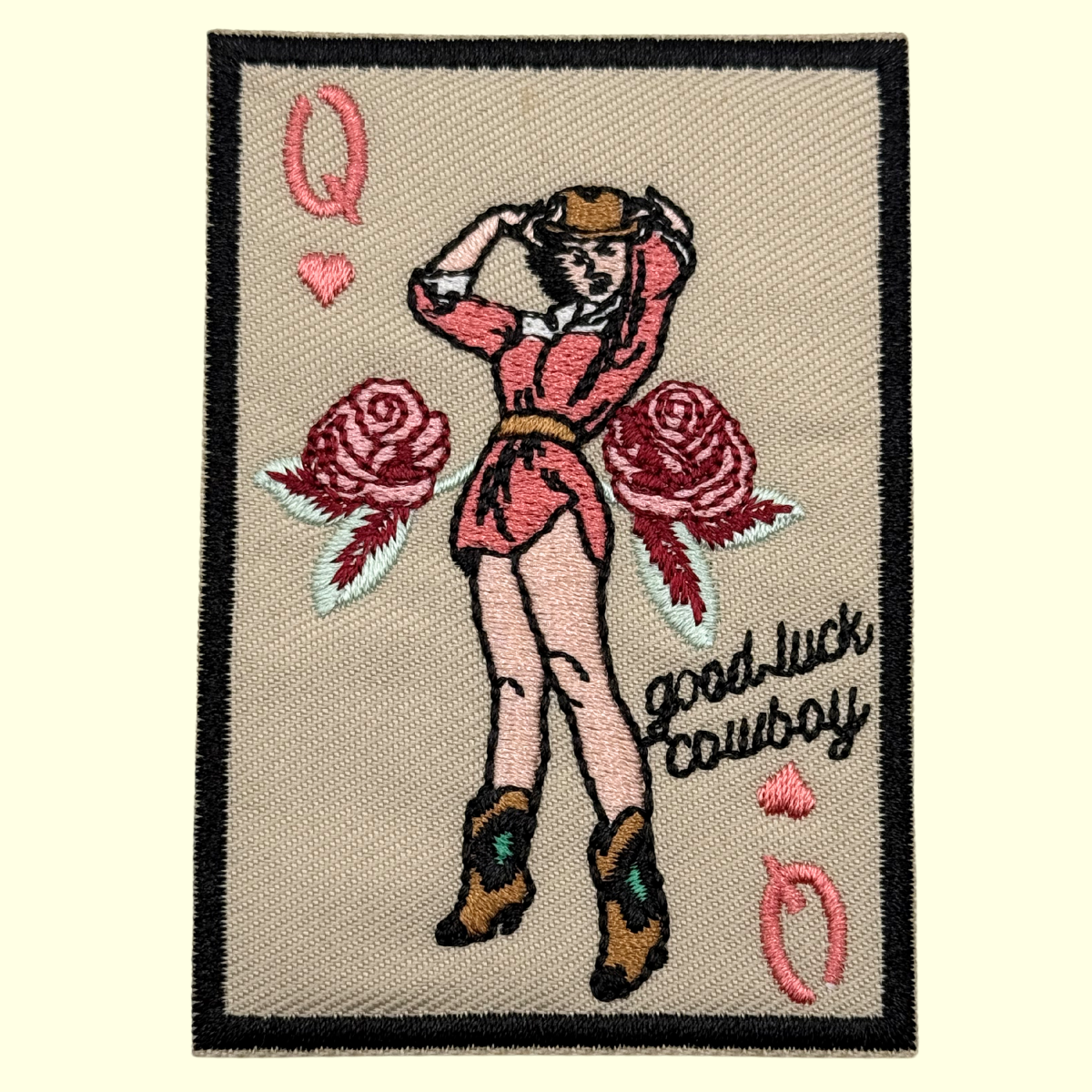 Queen of Hearts Card - "Good Luck Cowboy"