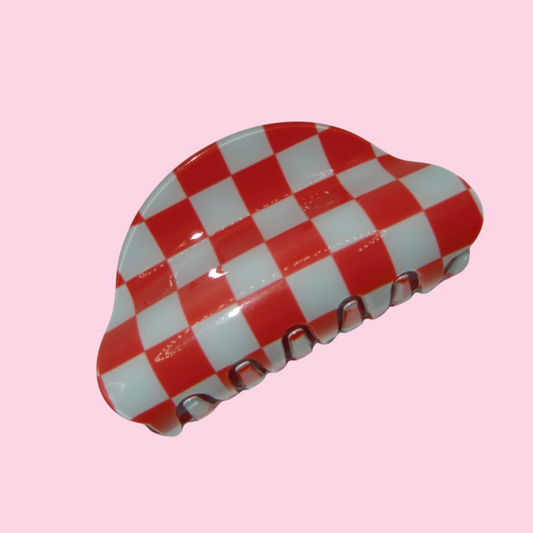 Red and Blue Checkered Claw Clip