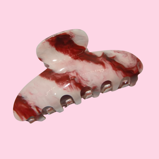 Red Marble Claw Clip