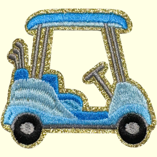Blue and Gold Golf Cart