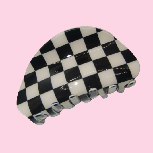 Black and White Checkered Small Claw Clip