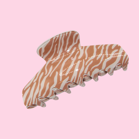Orange Zebra Claw Clip