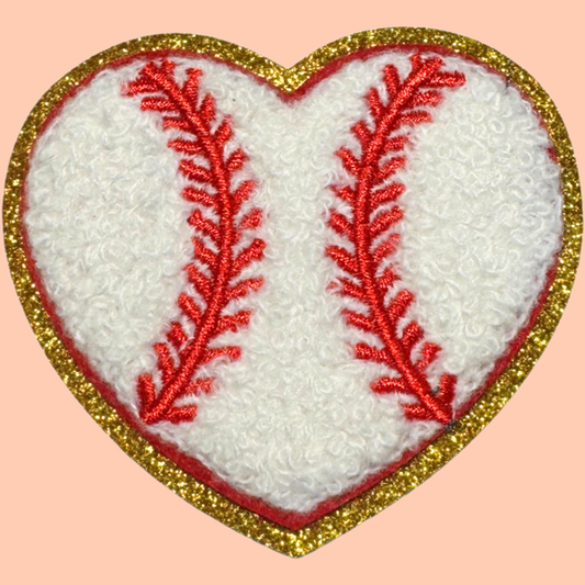 Baseball Heart trimmed in Gold Chenille