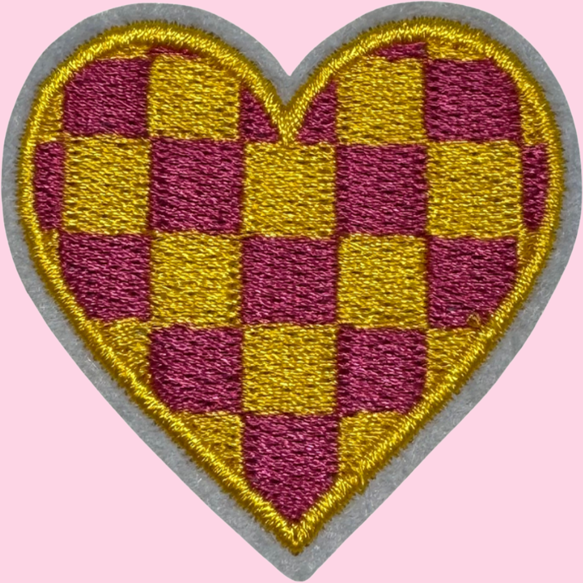 Yellow & Pink Checkered Heart