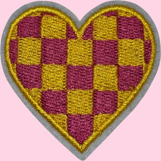 Yellow & Pink Checkered Heart