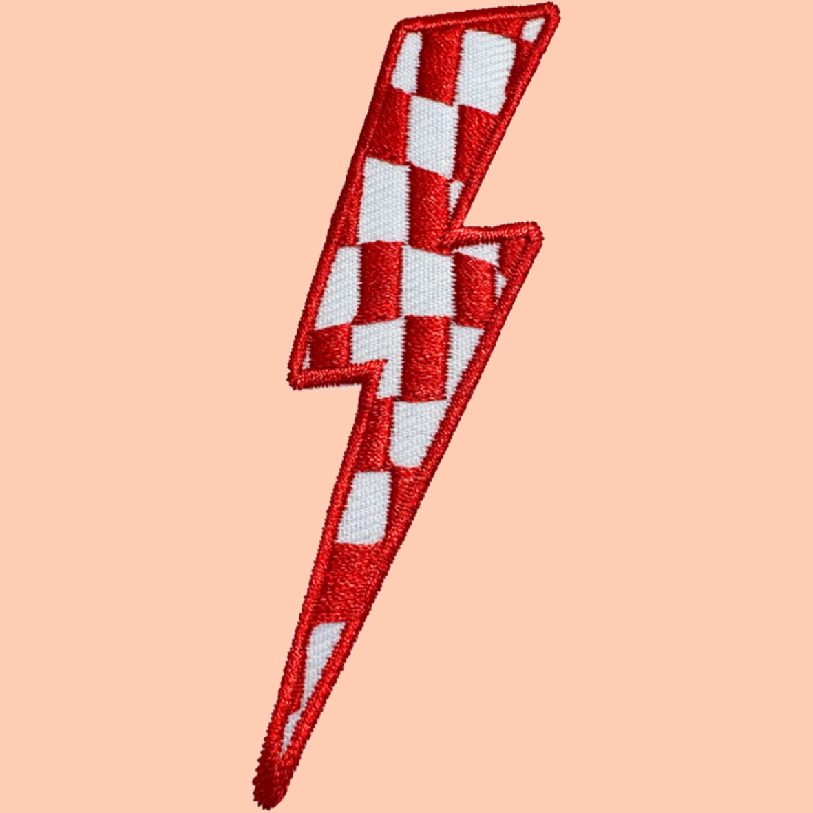 Red Checkered Lightning Bolt