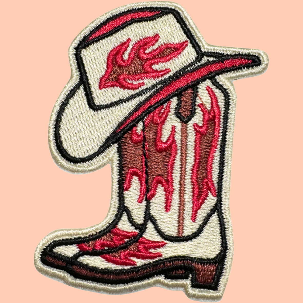 Cream and Pink Cowboy Boots
