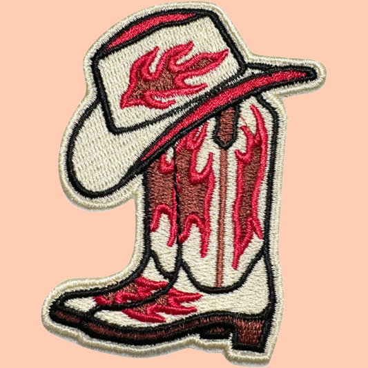 Cream and Pink Cowboy Boots