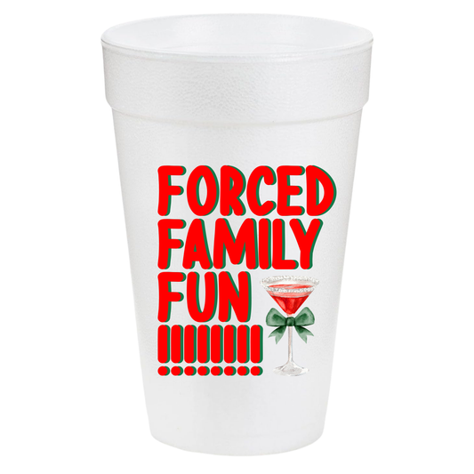 Forced Family Fun Red 20oz Styrofoam Cups