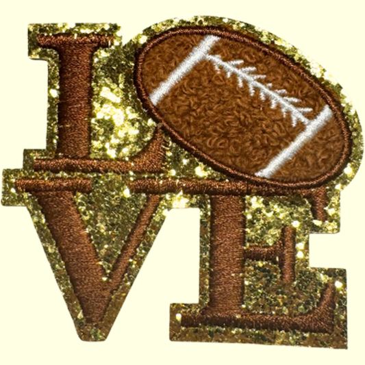 Football LOVE trimmed in Gold Chenille