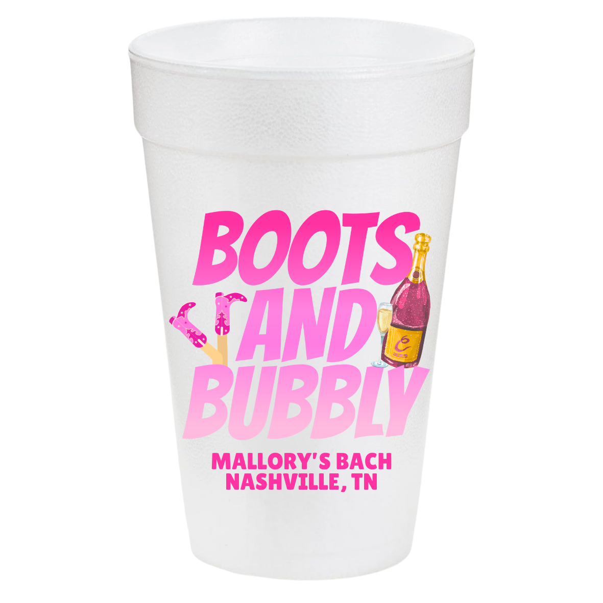 Boots and Bubbly 20oz Cups