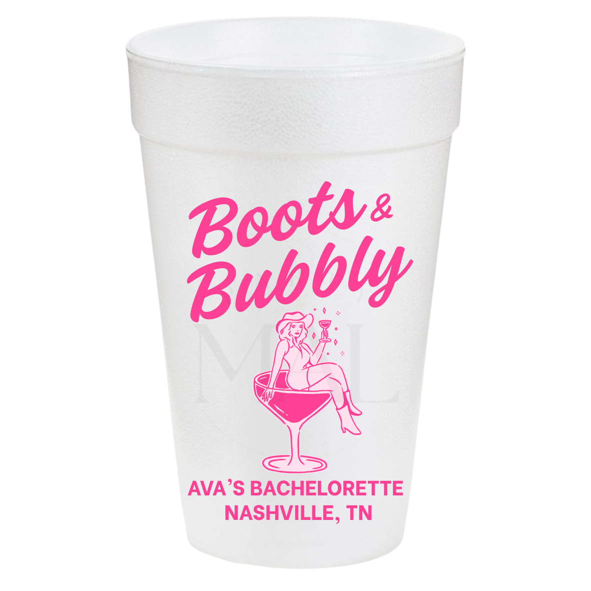 Boots and Bubbly Simple 20oz Cups