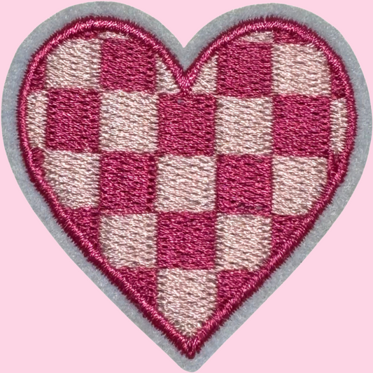 Pink & Light Pink Checkered Heart