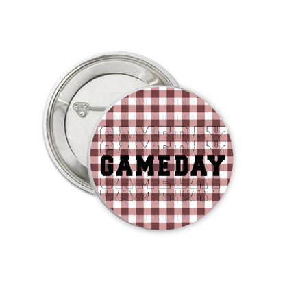 Gingham Gameday 3" Button