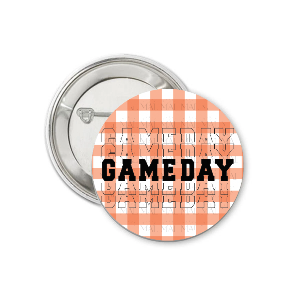 Gingham Gameday 3" Button