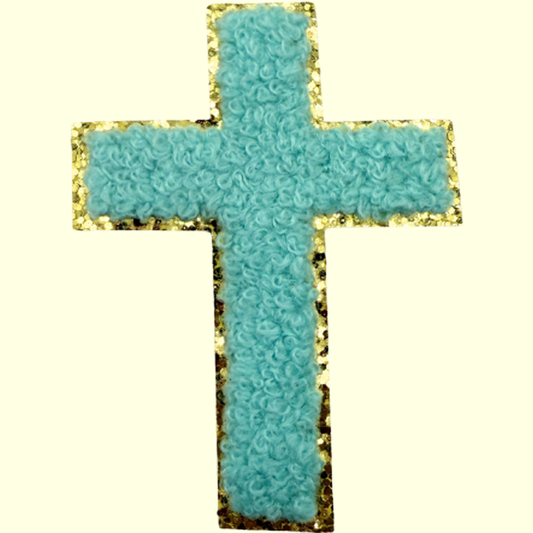 Teal Cross w Gold Chenille