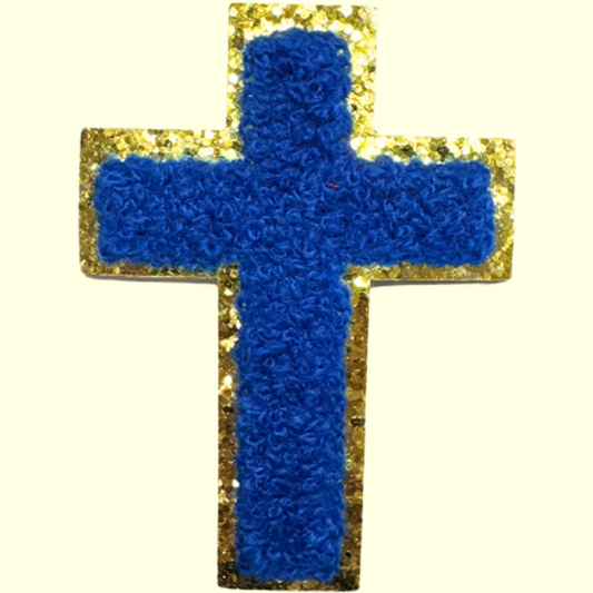 Dark Blue Cross w Gold Chenille