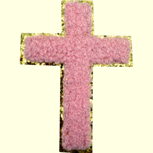 Light Pink Cross w Gold Chenille