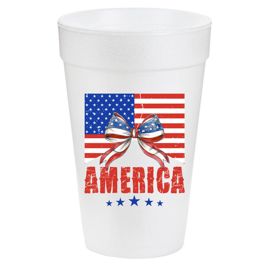 America Flag Bow 20oz Cups
