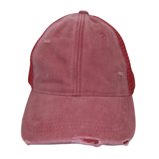 Maroon Distressed Hat