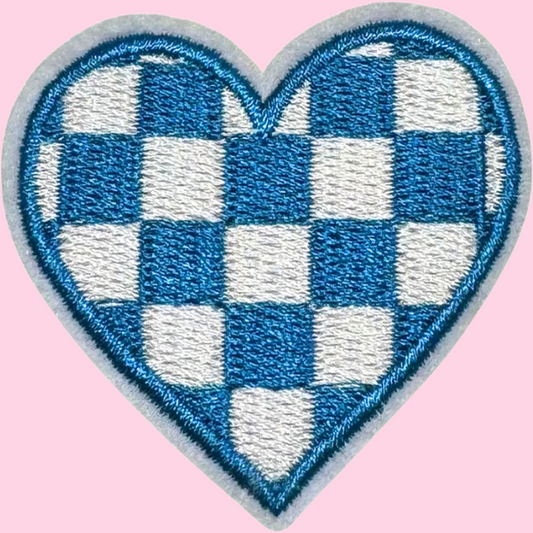 Blue & White Checkered Heart