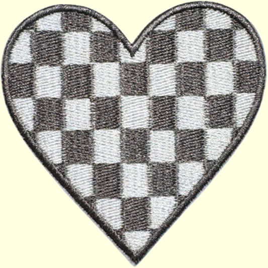 Gray and White Checkered Heart