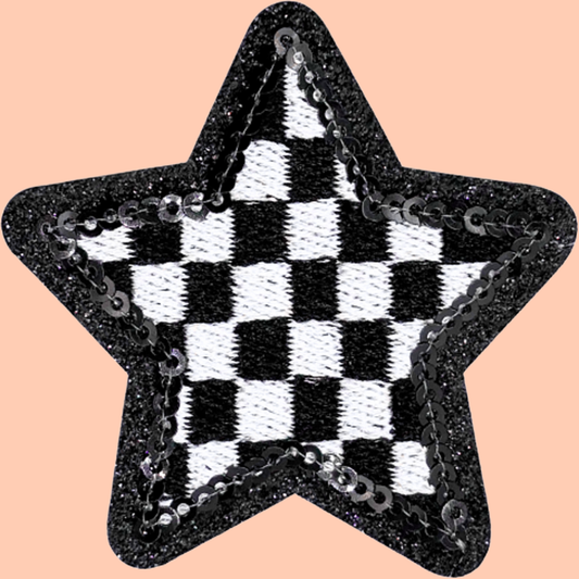 Black & White Checkered Sequin Star