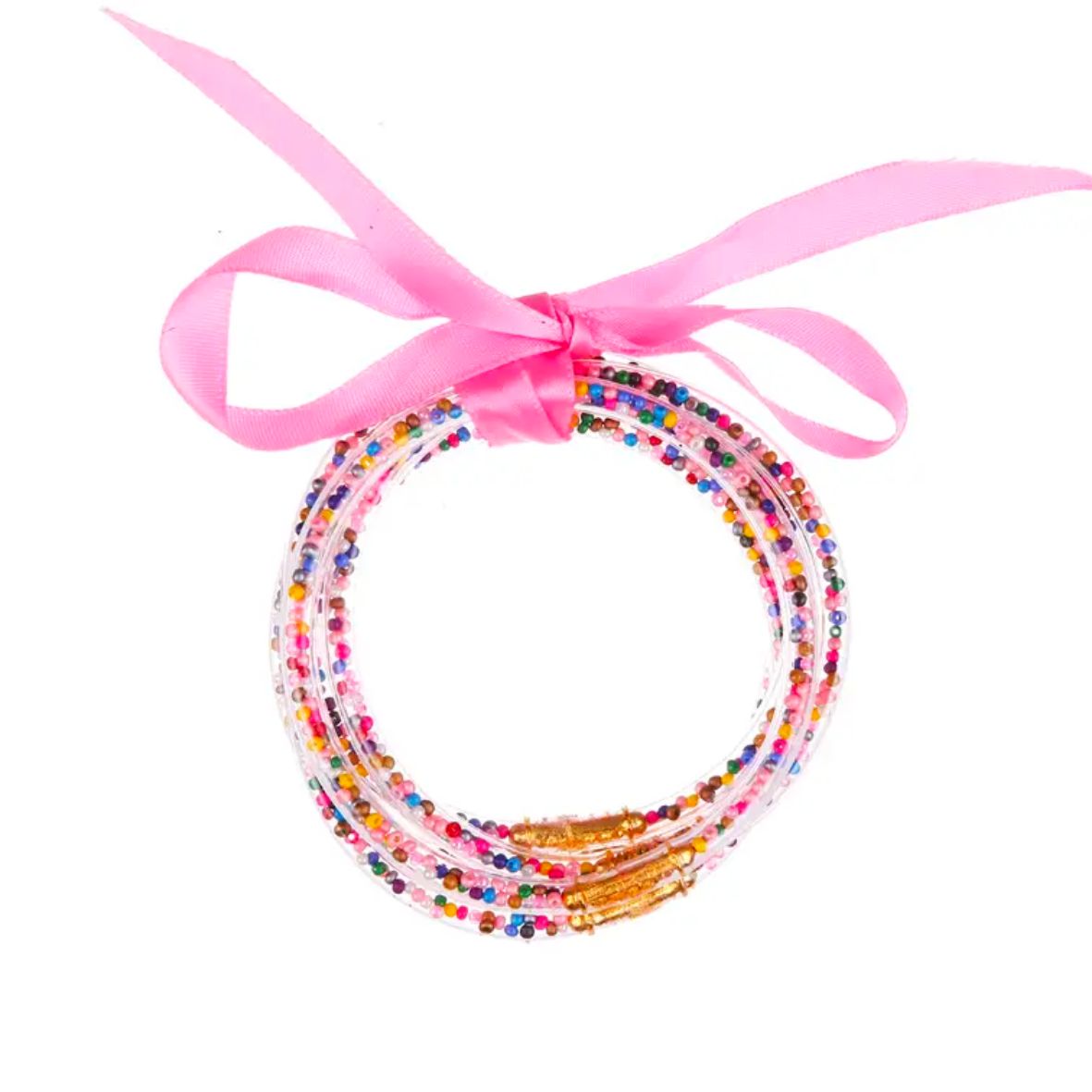 Pink Multi Colored Buddha Bangles (5)