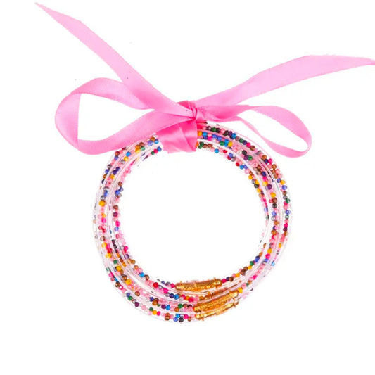 Pink Multi Colored Buddha Bangles (5)
